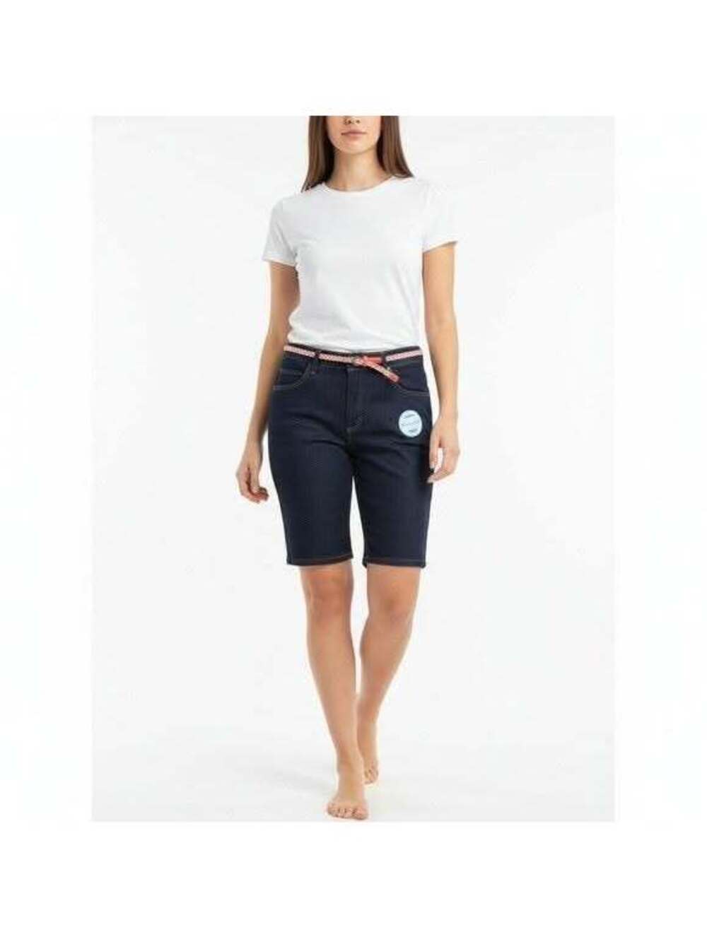 New Riders by Lee Denim Bermuda Shorts with Braided Belt